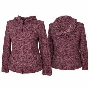 CABELA’S Front Zip Long Sleeve Hooded Burgandy Sweater Size XL